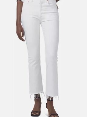 Citizens of Humanity Isola Cropped Bootcut White Jeans in Plaster Size 26